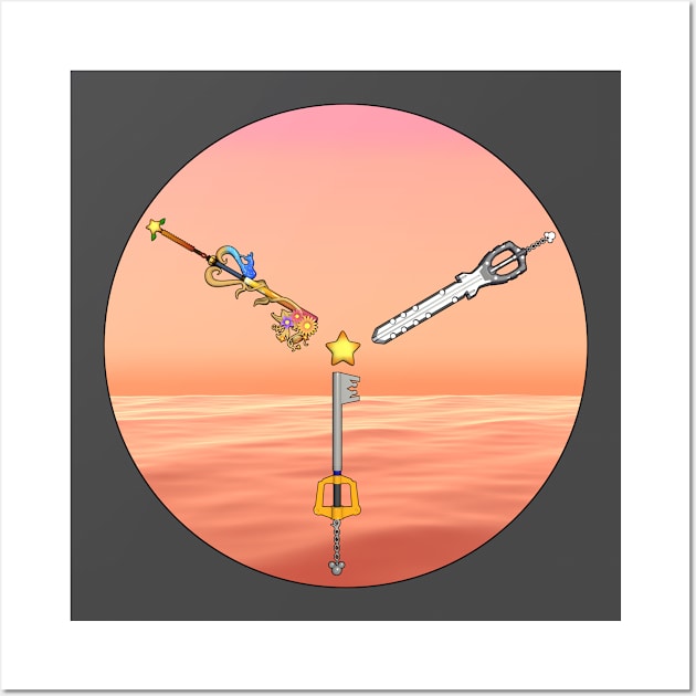 Destiny Trio Keyblades - Sunset Wall Art by Akamaru01